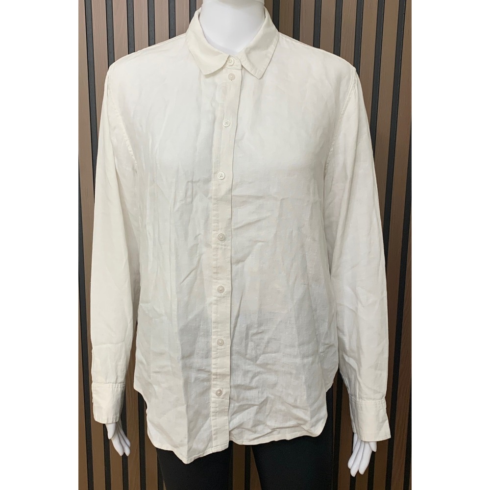 Everlane Relaxed 100% Linen Shirt White Long Sleeve Button Down 6 Classic